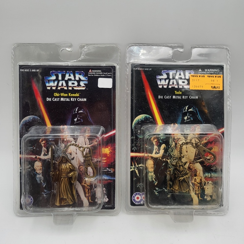 Vintage 1996 Star Wars Metal Die Cast Key Chain Set of 2 - Obi Wan & Yoda